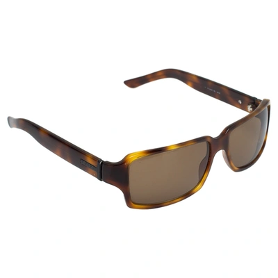 Pre-owned Gucci Havana/ Brown Gg 1451/s Rectangular Sunglasses