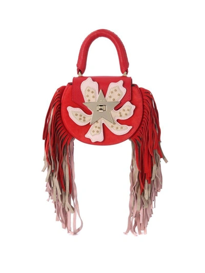 Salar Mimi Paradise Red Leather And Suede Handbag In Rosso