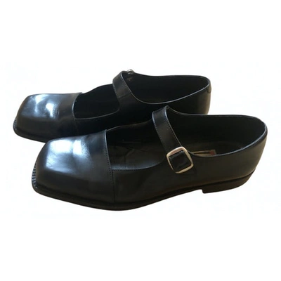 Pre-owned Fiorucci Leather Ballet Flats In Black