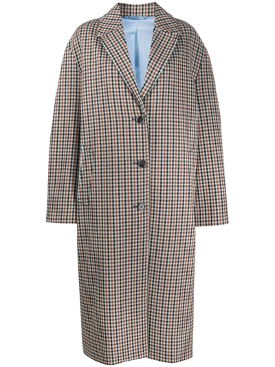 Acne Studios Checked Coat In Light Blue And Orange