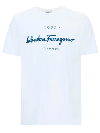 Ferragamo Logo Lettering T-shirt In White