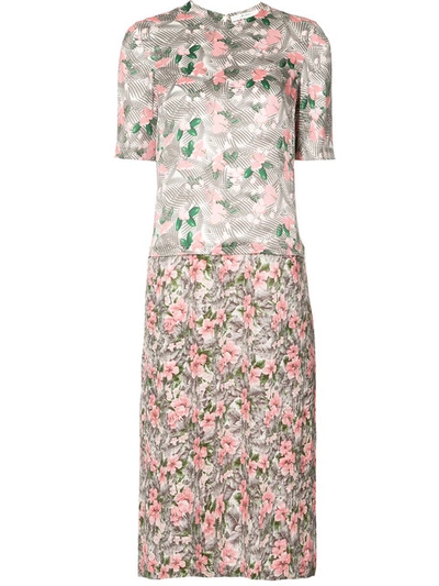 Julien David Floral Print Dress In Pink