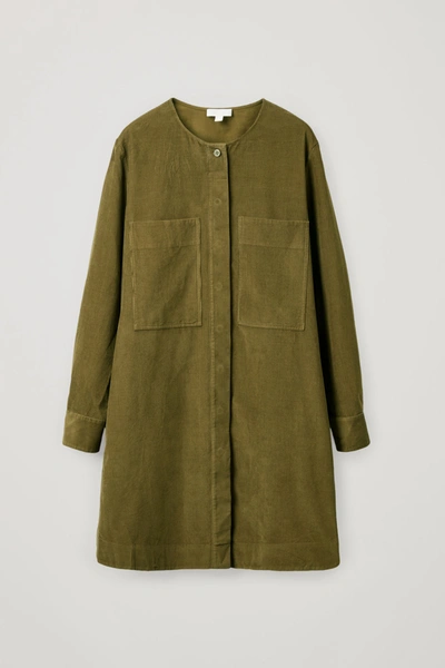 slim fit dress slacks A-Line Zip Dress - Olive Cord - Size 10 - Women's