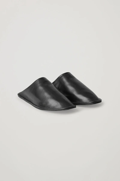 Cos Lined Leather Slippers In Black