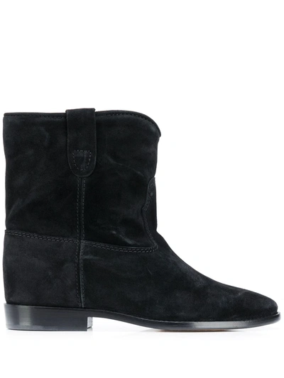 Isabel Marant Étoile Crisi Calfskin Velvet Boots In Black