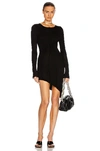 Sami Miro Vintage Womens Black Asymmetric Long-sleeved Upcycled-jersey Mini Dress Xs
