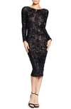 Dress The Population Emery Sequin Embellished Long-sleeve Bodycon Dress In Black