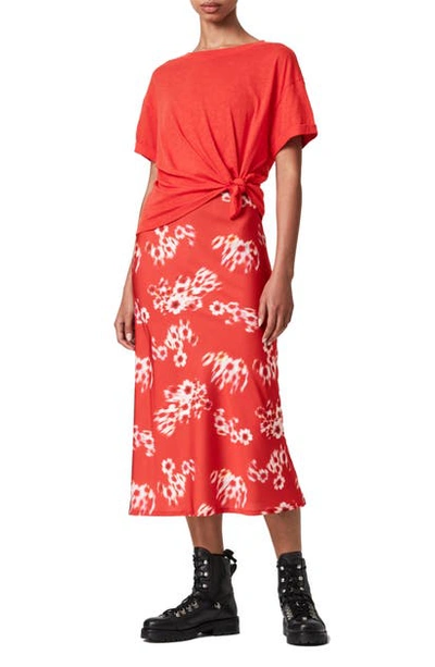 Allsaints Lenni Jasmine Two In One Dress In Red