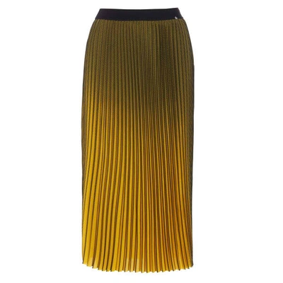 Nissa Yellow Pleated Midi Skirt