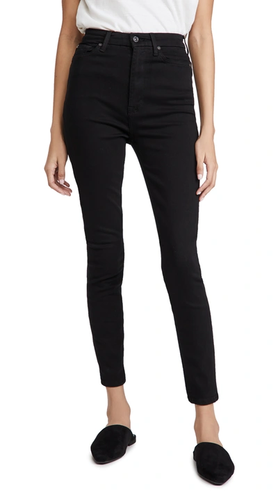 7 For All Mankind Sequin Side-stripe High-rise Ankle Skinny Jeans In Essex