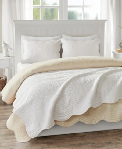 Madison Park Tuscany Scalloped-edge Throw, 60" X 72" In White