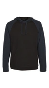 Vince Long Sleeve Double Knit Hoodie In Heather Officer Blue