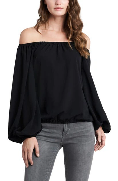 Vince Camuto Balloon Sleeve Off-the-shoulder Top In Rich Black