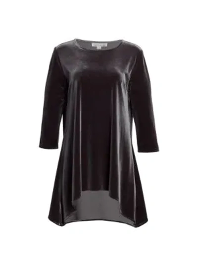 Caroline Rose Stretch Velvet Draped Tunic In Gunmetal