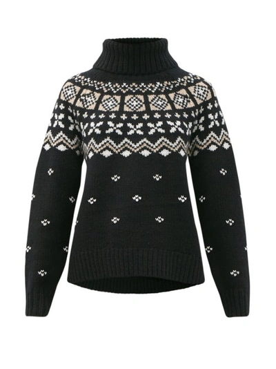 Bogner Women's Sina Fair Isle Cashmere Turtleneck Sweater In Black