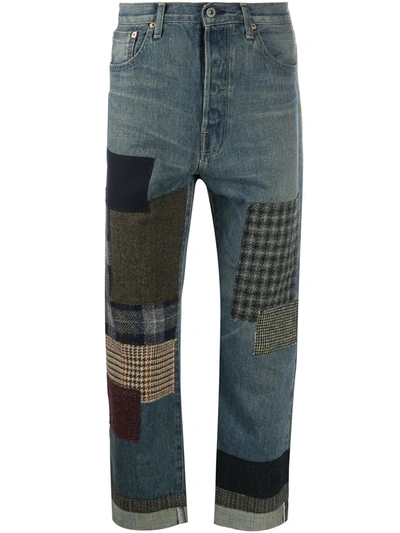 Junya Watanabe Patchwork Mid-rise Straight-leg Jeans In Blue