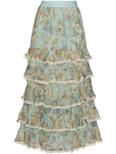 Zimmermann Ladybeetle Paisley-print Tiered Skirt In Multicolour