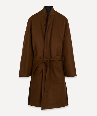 Lemaire Kimono Coat In Dark Brown