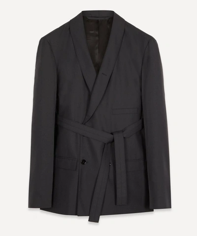 Lemaire Belted Double-breasted Jacket In Antracite