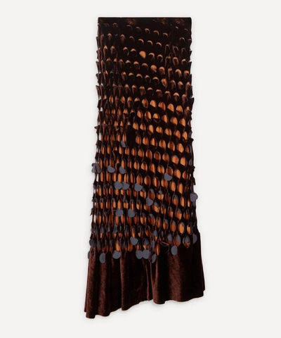 Maison Margiela Velvet Cut-out Midi-skirt In Grape