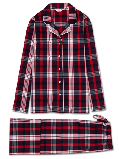 Derek Rose Women's Pyjamas Ranga 40 Brushed Cotton Check Red