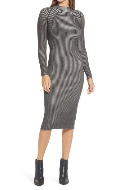 Adelyn Rae Halyn Long Sleeve Sweater Dress In Grey