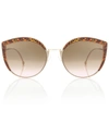 Fendi Women's Oversized Rimless Cat Eye Sunglasses, 61mm In Brown/brown Pink