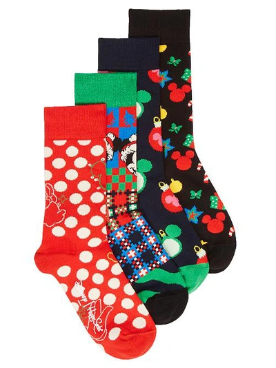 Happy Socks Disney Gift Box - Set Of 4 Socks In Dark Red