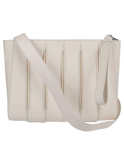 Max Mara Pleated Leather Crossbody In White