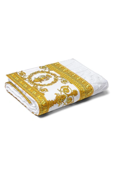 Versace I Heart Baroque Face Towel In White/gold