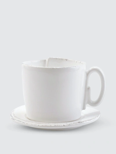 Vietri Lastra 2-piece Cup & Saucer Set In White