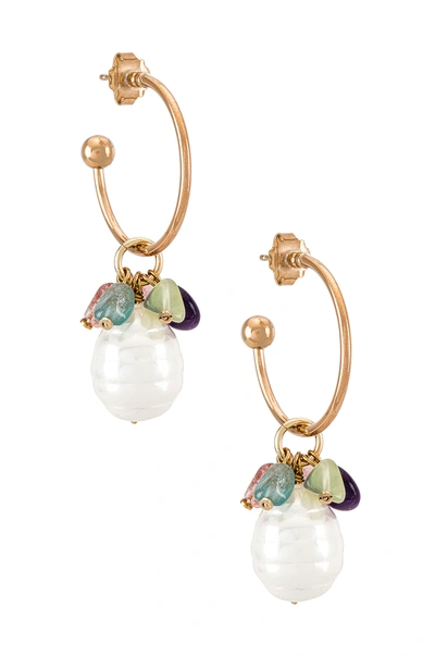 Anton Heunis Pearl And Quartz Hoop In Multi & Gold