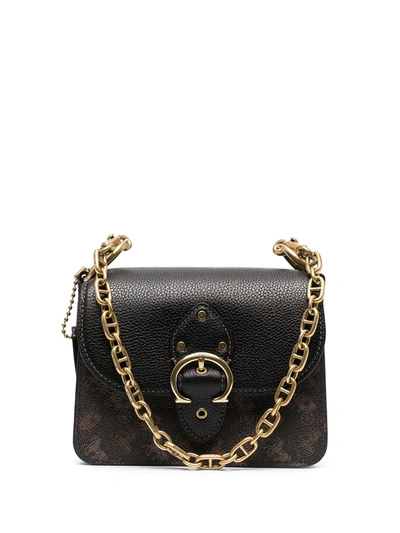 Coach Beat Horse & Carriage Coated Canvas & Leather Shoulder Bag In Black