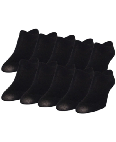 Gold Toe Women's 10-pack Casual Triple-y Liner Socks In Black