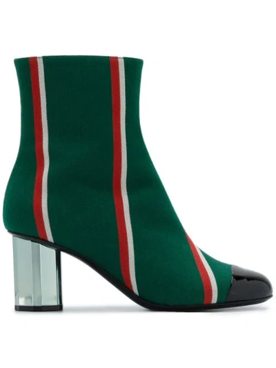 Marco De Vincenzo Striped Wool 60 Ankle Boots In Green