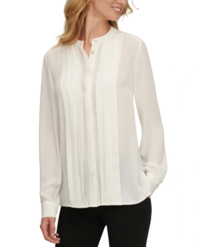 Dkny Pleated Blouse In White