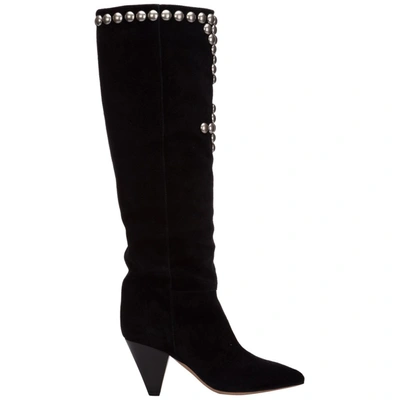 Isabel Marant Velvet Studded Boots In Black