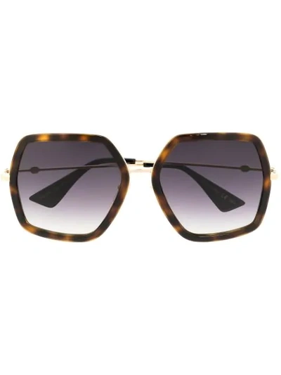 Gucci Oversize-frame Gradient-lens Sunglasses In Brown