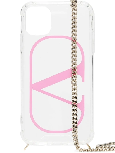 Valentino Garavani Vlogo Iphone 11 Chain Cover In Pink