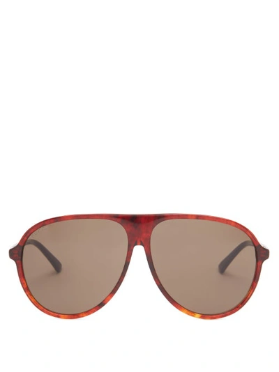 Gucci Aviator-style Tortoiseshell Acetate And Gold-tone Sunglasses In Brown