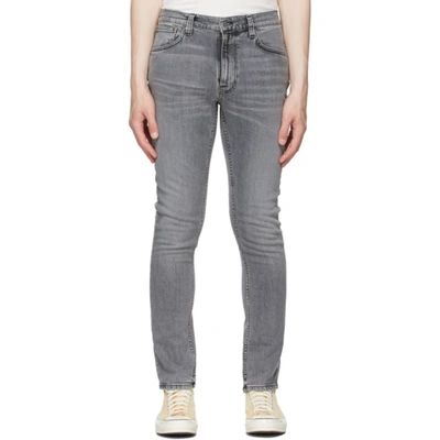 Nudie Jeans Grim Tim Slim-fit Organic Stretch-denim Jeans In Gray