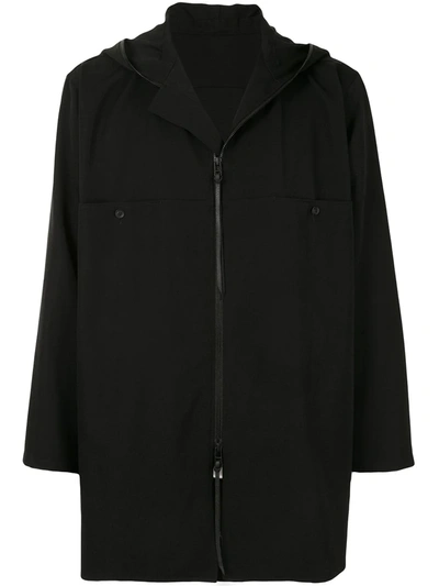 Yohji Yamamoto Zip-front Hooded Shirt In Black