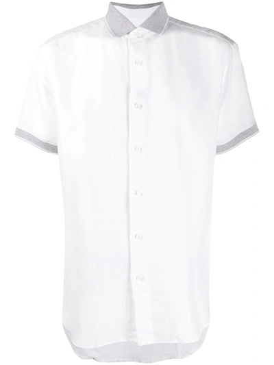 Brioni Short-sleeved Button-up Shirt In White