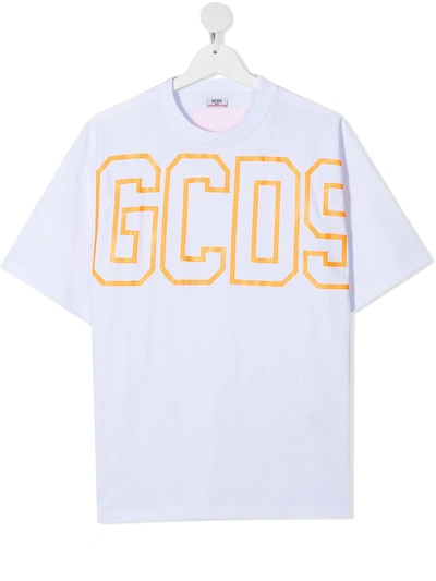 Gcds Teen Logo-print Cotton T-shirt In White