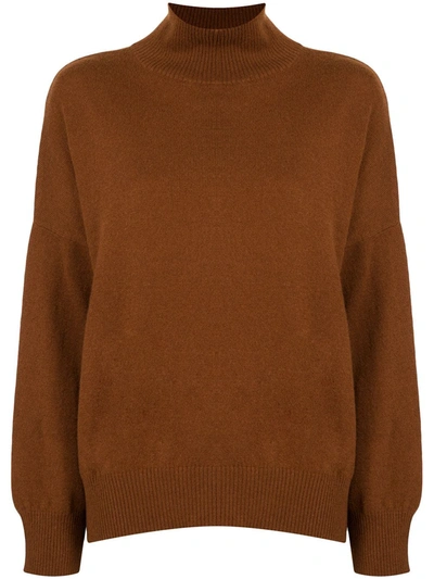 Loulou Studio Batwing Long-sleeve Jumper In Brown