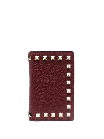 Valentino Garavani Rockstud Bi-fold Wallet In Red