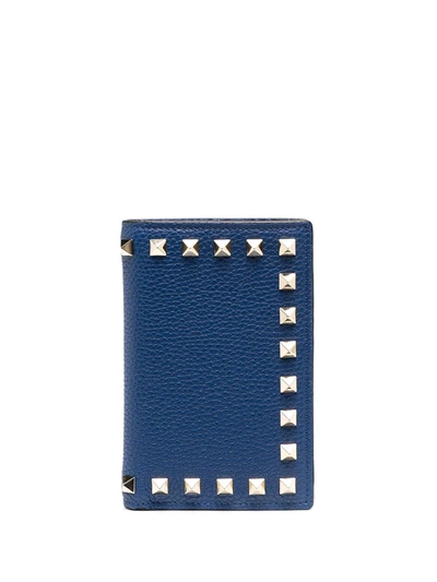 Valentino Garavani Rockstud Bi-fold Wallet In Blue