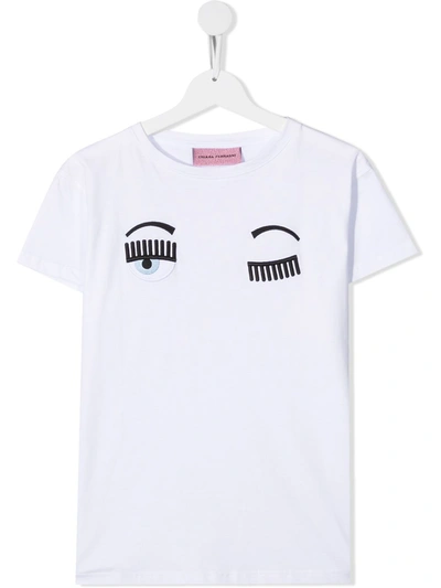 Chiara Ferragni Teen Winking Eye T-shirt In White