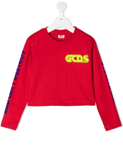 Gcds Kids' Chest Logo Sweatshirt In Red