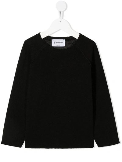 Dondup Kids' Logo Patch Round Neck Sweatshirt In Black